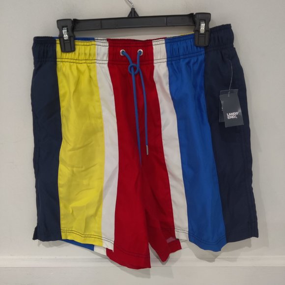 NWT Lands' End Mens Lined 8in Solid Volley Shorts Swim Trunks Size L $70 FLF107 - Picture 1 of 2